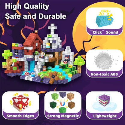 Magnetic Blocks Toys for Kids, 100 PCS Building Blocks Cubes, Stacking Magnetic Tiles Toys for Kids Toddlers Boys Girls Ages 3 4 5 6 7 8-12 Birthday Gifts Party Supplies (Underworld)