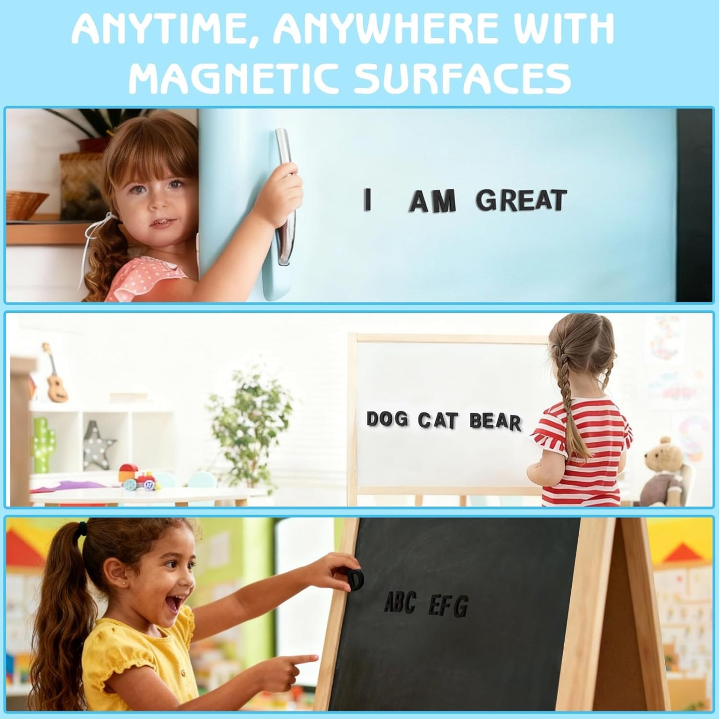 Decorative Magnetic EVA Alphabet Letters for Refrigerator/White Board (117pcs Letters Black)