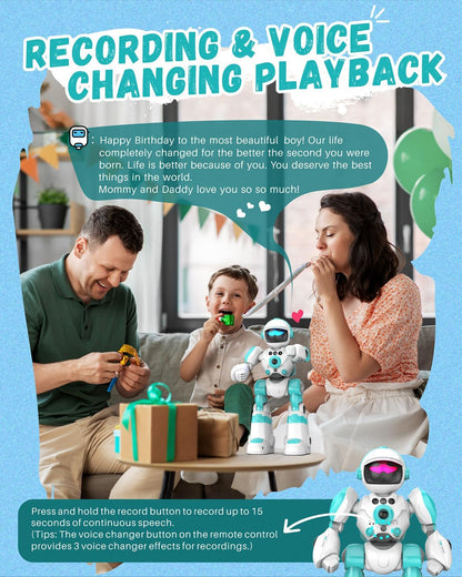 Toys for 3-8 Year Old Boys and Girls, Rechargeable Robot Toys for Kids with Recording Voice, Programming, Gesture Sensing, Singing, Dancing, RC Robot Birthday Gifts for Boys and Girls