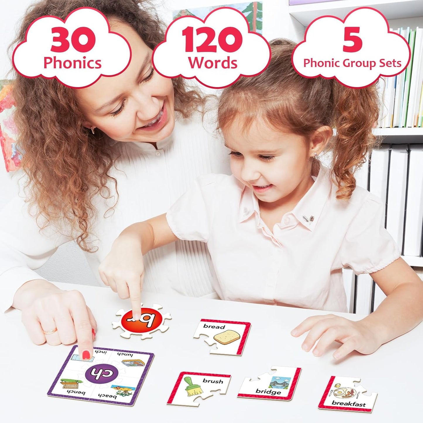Torlam Phonics Puzzle, Rhyming Games Phonics Games Flash Cards for Kids Toddler, Learn to Read Spelling Reading Sight Words, Long Vowel Silent E Site Words for Preschool Kindergarten Homeschool