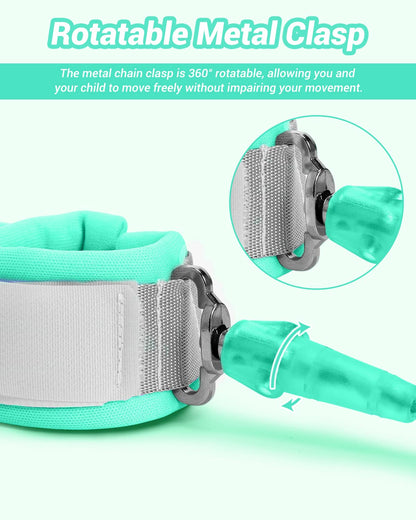 Dr.meter Toddler Leash, 2 Pack Safety Anti Lost Wrist Link with Key Lock, Reflective Child Walking Harness, 8.2ft Blue + 4.92ft Orange Kids Leash for Supermarket Mall Airport Amusement Park Zoo Travel