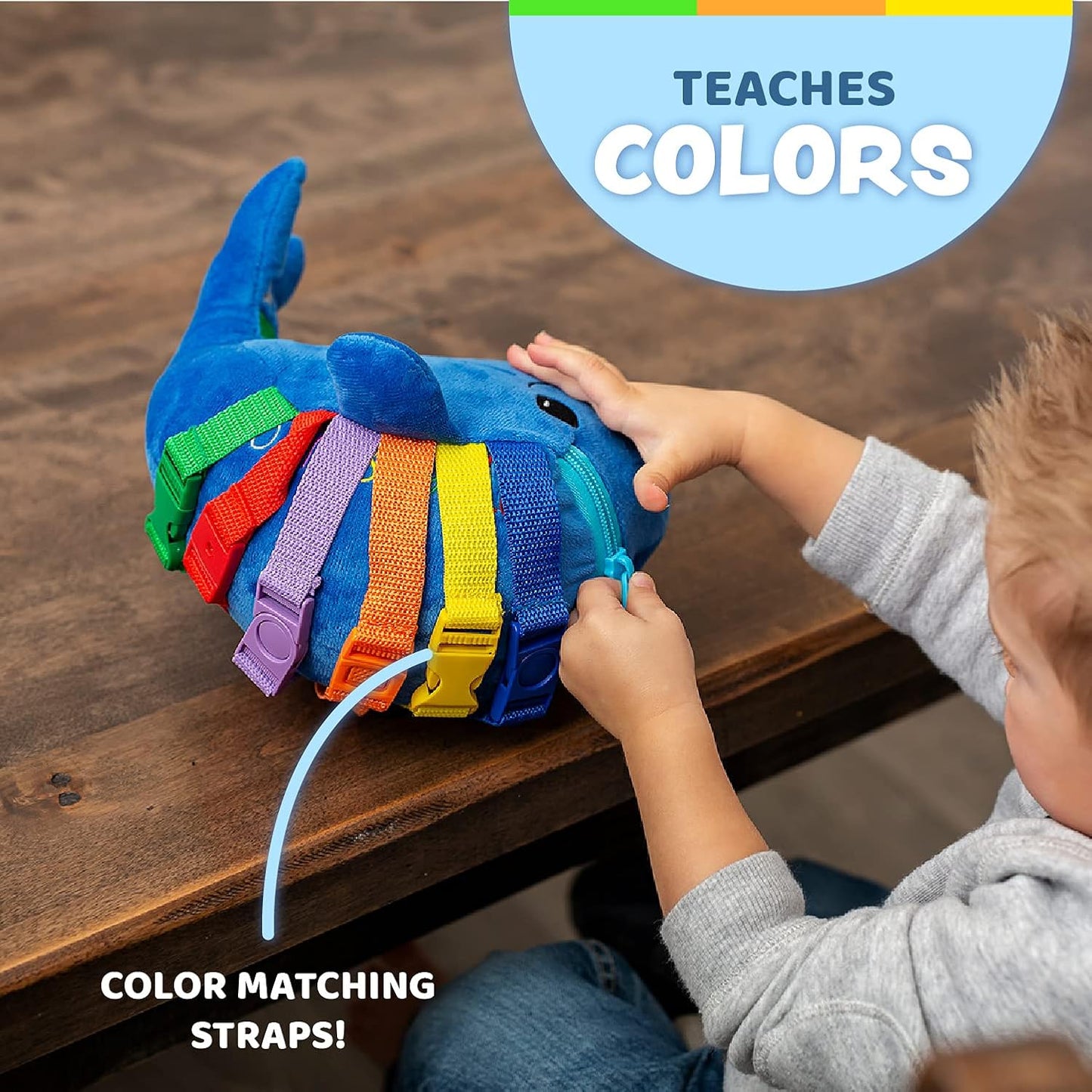 Buckle Toys - Bubbly Narwhal - Develop Fine Motor Skills - Sensory Learning Activity Toys - Toddler Plane Travel Essential