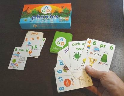 AGO Phonics Card Game - Advanced Set (Levels 4 and 5) A Fun Game to Build Phonics and Reading Skills. Learn Tricky phonemes (digraphs/dipthongs/Word Families/Silent Letters & More!)