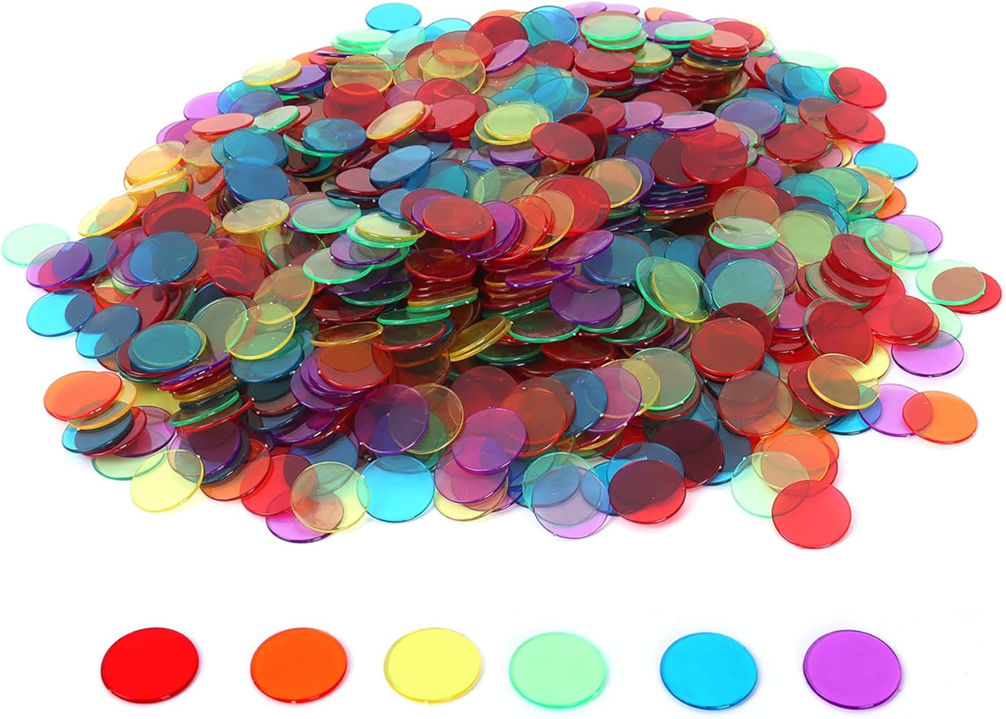 GSE Games & Sports Expert Blue Bingo Chips, 500 Pieces 3/4-Inch High-Contrast Transparent Counting Chips for Bingo Games, Parties