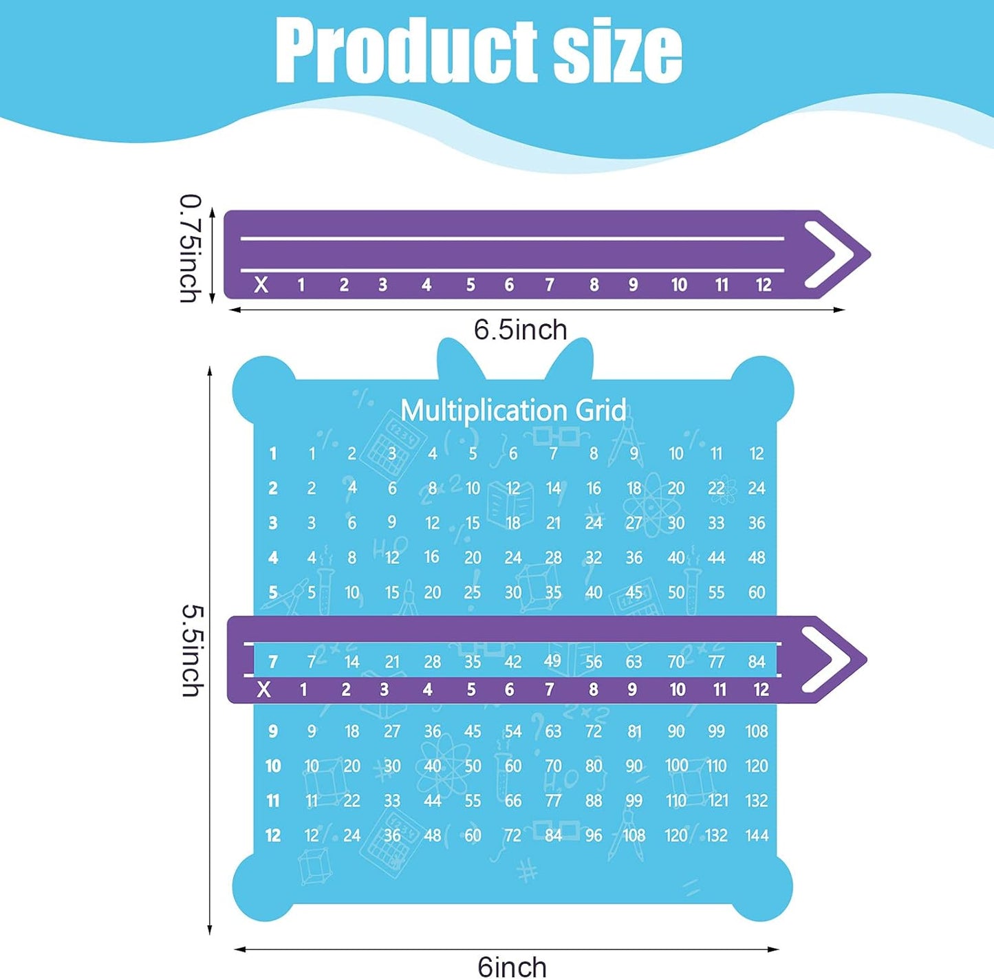 Outus 12 Pieces Multiplication Grid Slidable Education Multiplication Tables with Viewer Window for Classroom Teacher Supplies Elementary School Students and Homeschooling (Multicolor)