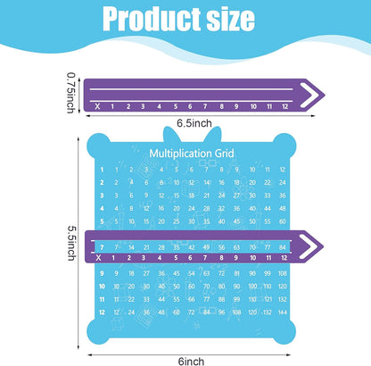 Outus 12 Pieces Multiplication Grid Slidable Education Multiplication Tables with Viewer Window for Classroom Teacher Supplies Elementary School Students and Homeschooling (Multicolor)