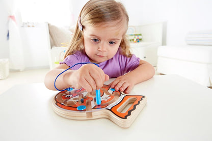 Hape Wooden Magnetic Maze Puzzle Choo Choo Tracks| Learning and Development Puzzle with Magnetic Wand for Toddlers