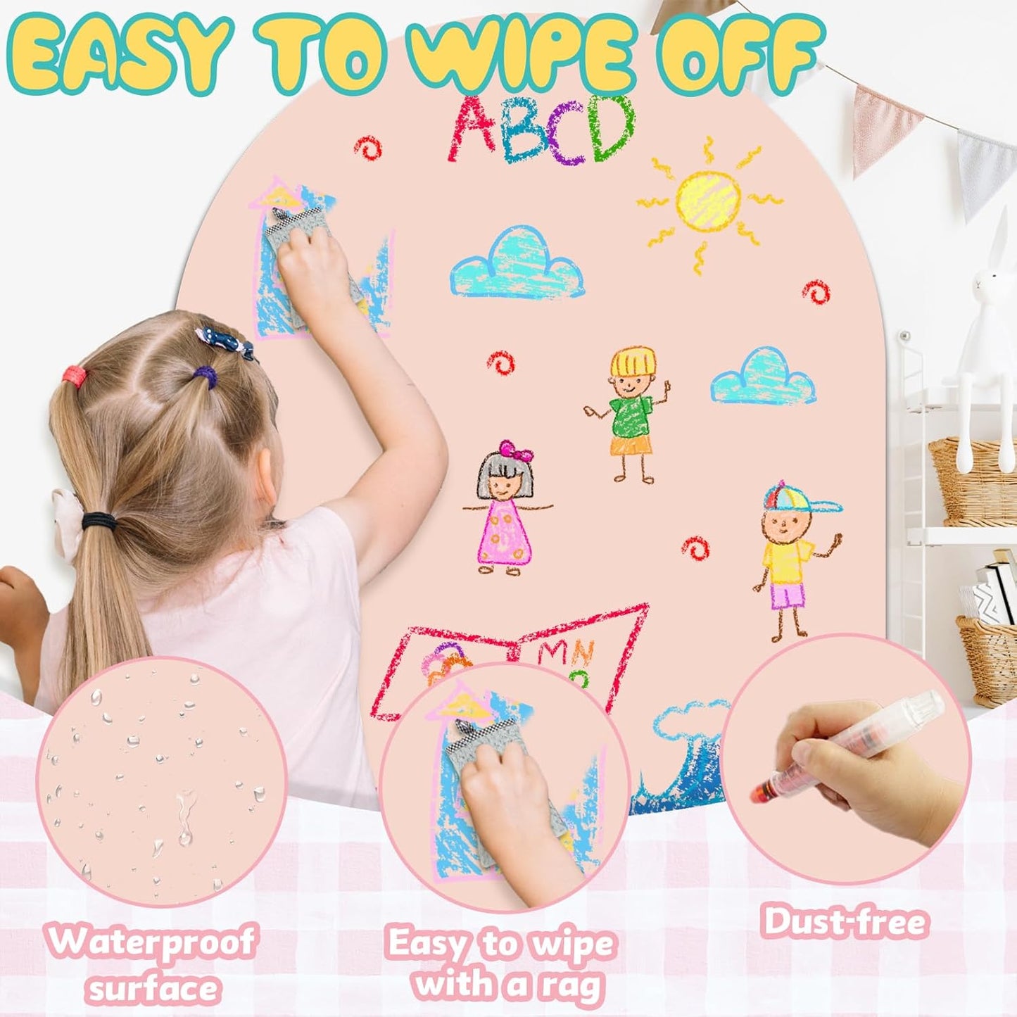 8 PCS Magnetic Wall Decals for Kids Magnetic Chalkboard Peel and Stick Magnet Sheets Board Sticker Tangram Puzzle Self Adhesive Contact Paper Dry Erase Blackboard for Playroom Homeschool 15.7"x10.4"