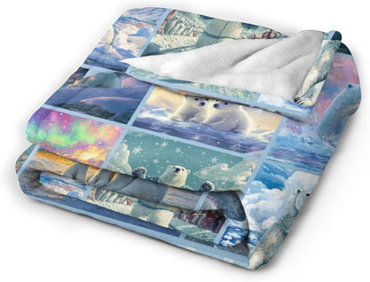 Bear Print Blanket Cute Baby Bear Fleece Throw Blanket Fuzzy Plush Super Soft Cozy Warm Decor Blanket Toddler Nursery Gifts for Boys Girls Kids Adult Men Women 40"x50"
