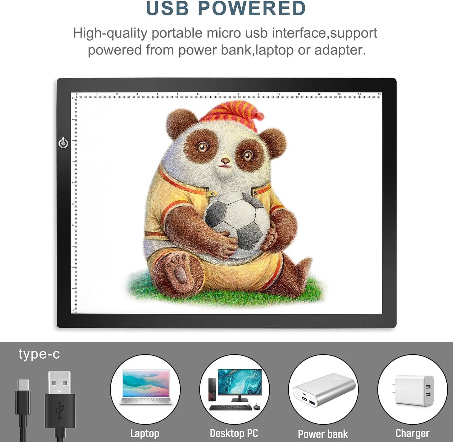 LitEnergy A4 LED Copy Board Light Tracing Box, Adjustable USB Power Artcraft LED Trace Light Pad for Tattoo Transferring, Drawing, Sketching, Animation, Stenciling, Diamond Art Painting Accessories