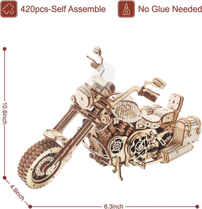 Rowood 3D Puzzles for Adults, Model Car Kits, Wooden Model Kit for Adults to Build,DIY Motorcycle Mechanical Gears Building Set Toys for Age 14+, Christmas Birthday Gift
