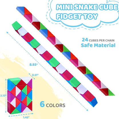 30 Pack Mini Snake Cube Fidget Toys Party Favors Bulk, Treasure Box Toys for Classroom Rewards, Sensory Twist Puzzle Back to School Students Prizes Birthday Gifts Goodie Bag Stocking Stuffers for Kids