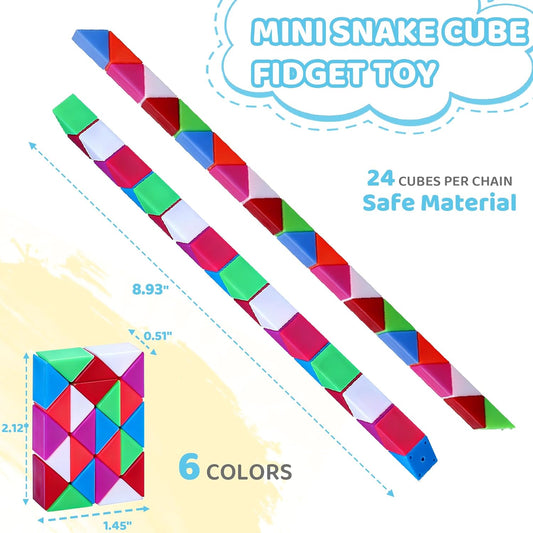 30 Pack Mini Snake Cube Fidget Toys Party Favors Bulk, Treasure Box Toys for Classroom Rewards, Sensory Twist Puzzle Back to School Students Prizes Birthday Gifts Goodie Bag Stocking Stuffers for Kids