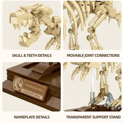 Mosasaurus Fossil Building Block Set – Mechanical Dinosaur Skeleton Model with Gear-Driven Movement and Display Base