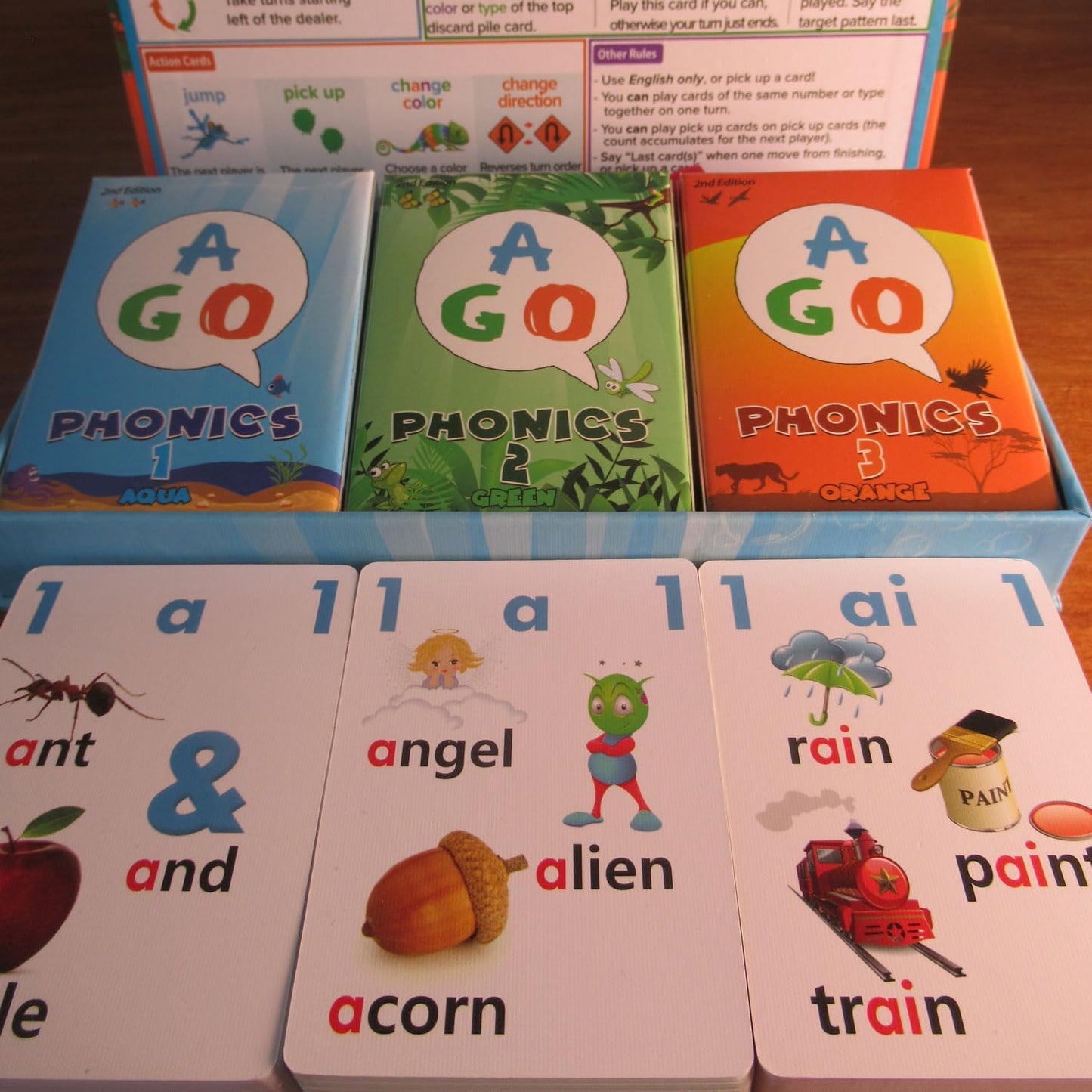 AGO Phonics Card Game - Advanced Set (Levels 4 and 5) A Fun Game to Build Phonics and Reading Skills. Learn Tricky phonemes (digraphs/dipthongs/Word Families/Silent Letters & More!)