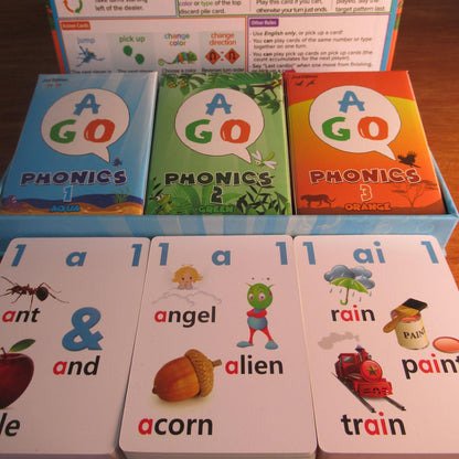 AGO Phonics Card Game - Advanced Set (Levels 4 and 5) A Fun Game to Build Phonics and Reading Skills. Learn Tricky phonemes (digraphs/dipthongs/Word Families/Silent Letters & More!)