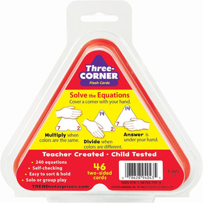 Trend Enterprises: Three-Corner Multiplication and Division Flash Cards, Interactive Self-Checking Cards, Exciting Way for Everyone to Learn, 48 Two-Sided Cards Included, Ages 8 and Up