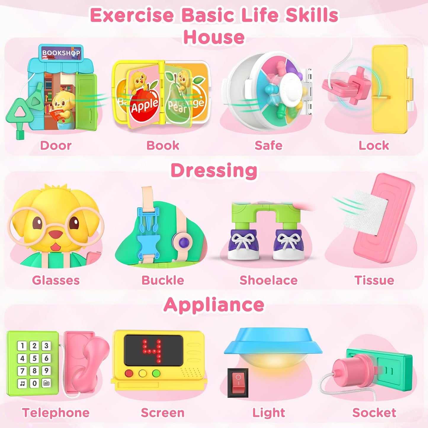 Toddler Toys for 1-2 Year Old Boy, Musical Montessori Busy Board, Early Educational Toy for Toddlers 1-3, Motor Skills Developmental Toy for 12-18 Month Age, Birthday Gift for 1+ Year Old Boy Girl