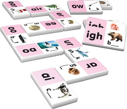 Junior Learning Long Vowel Dominoes Educational Action Games, Multi (JL495)