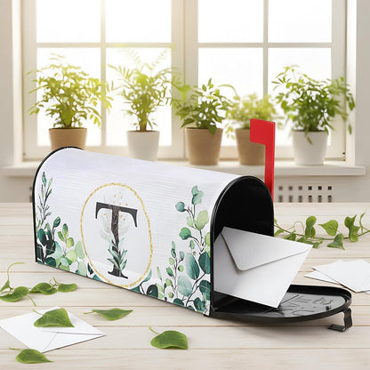 Tiamon Monogrammed L Mailbox Covers Magnetic Eucalyptus Welcome Letter Box Wrap Standard Size 21x18 Inch Spring Summer Leaves Mailbox Decor Eucalyptus Letter Numbers Decoration for Outdoor Garden Yard