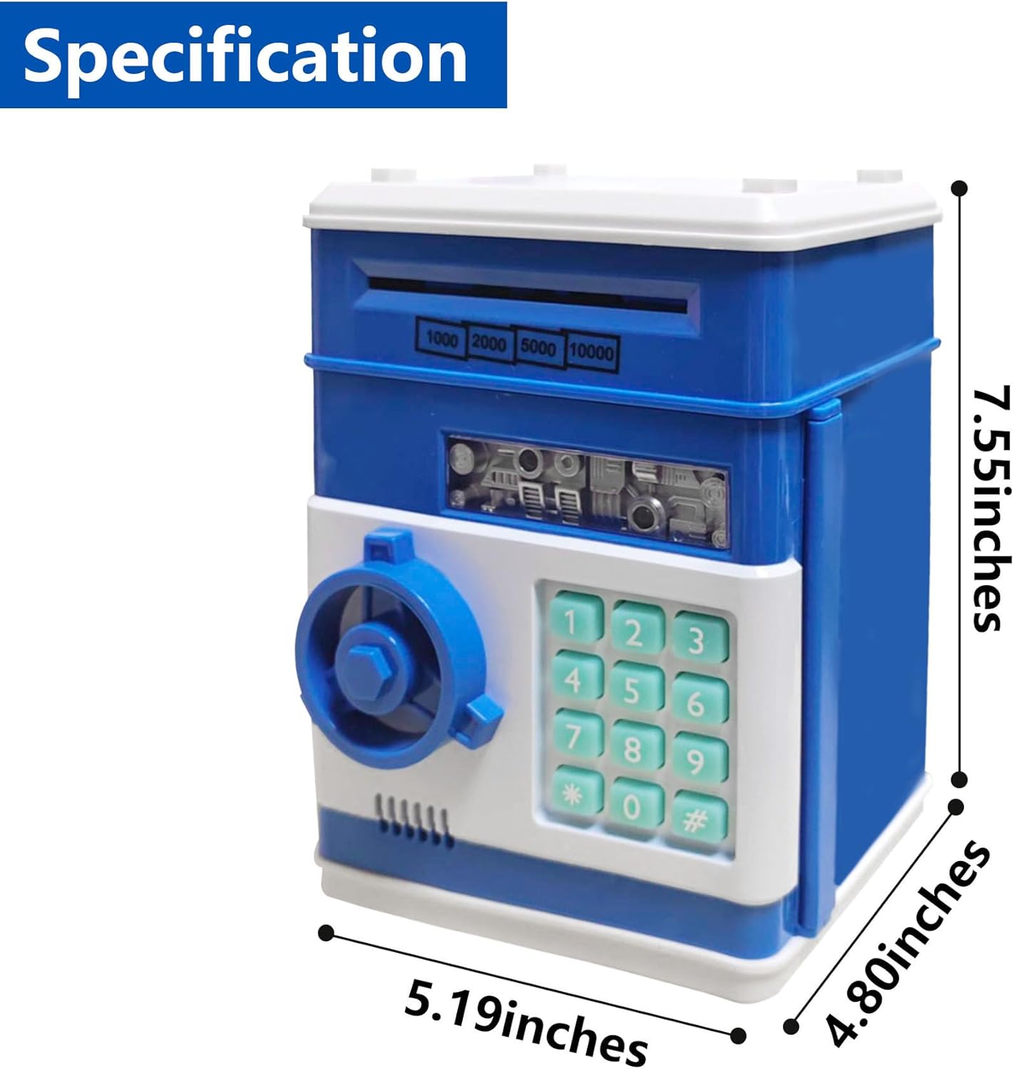 Piggy Bank Electronic Mini ATM for Kids Baby Toy, Safe Coin Banks Money Saving Box Password Code Lock for Children,Boys Girls Best Gift (Silver)