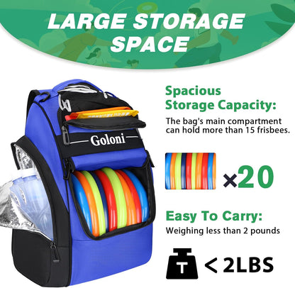 Disc Golf Bag Holds 23+ Discs,Durable Disc Golf Backpack with cooler compartment,Large Capacity Frisbee Bags