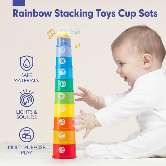 hahaland Stacking Toys for Toddlers 1-3 - Stacking Cups - Toddler Toy Age 1-2 Learning Montessori Toys for 1 Year Old Boy Baby Stacking Cups 12-18 Months