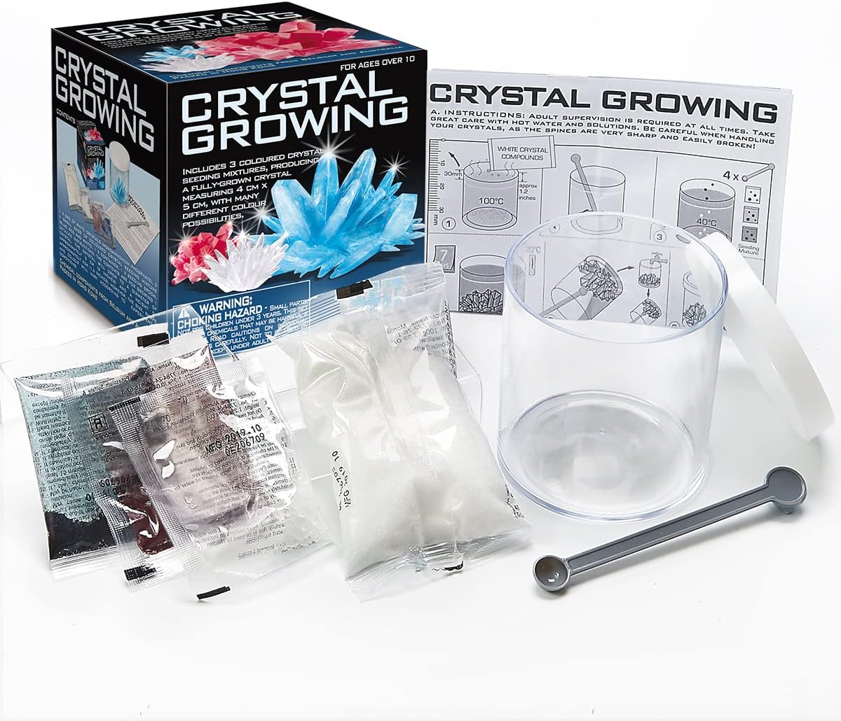 4M 7 Crystal Growing Science Experimental Kit with Display Cases - Easy DIY STEM Toy Lab Experiment Specimens, Educational Gift for Kids, Teens, Boys & Girls