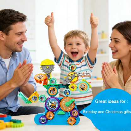 Toy Interlocking Gear Sets Kids Creative Learning Building Blocks 18Pcs Educational Construction Toy Electric Manual Dual Mode Versatile Gear Playset Gift for Boys Girls