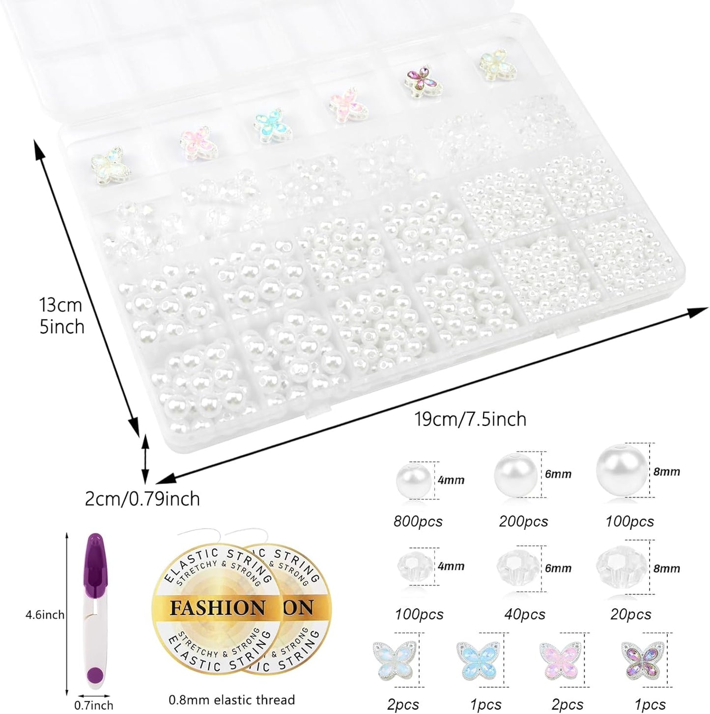 Hpebl 2136PCS Beads for Bracelets Pearl Bracelet Making Kit Friendship Bracelet Kits Bracelet Bead Kits Small Pearl Bead and Gold Beads Beading Kit for Bracelets Jewelry Making Kit