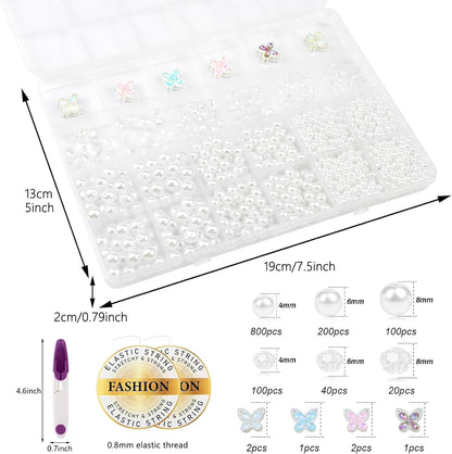 Hpebl 2136PCS Beads for Bracelets Pearl Bracelet Making Kit Friendship Bracelet Kits Bracelet Bead Kits Small Pearl Bead and Gold Beads Beading Kit for Bracelets Jewelry Making Kit