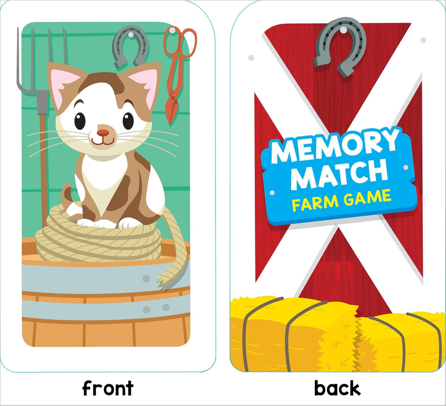 School Zone Memory Match Farm Card Game: 56 Game Cards, Preschool, Kindergarten, Animals, Early Reading, Counting, Matching, Vocabulary, Ages 3+