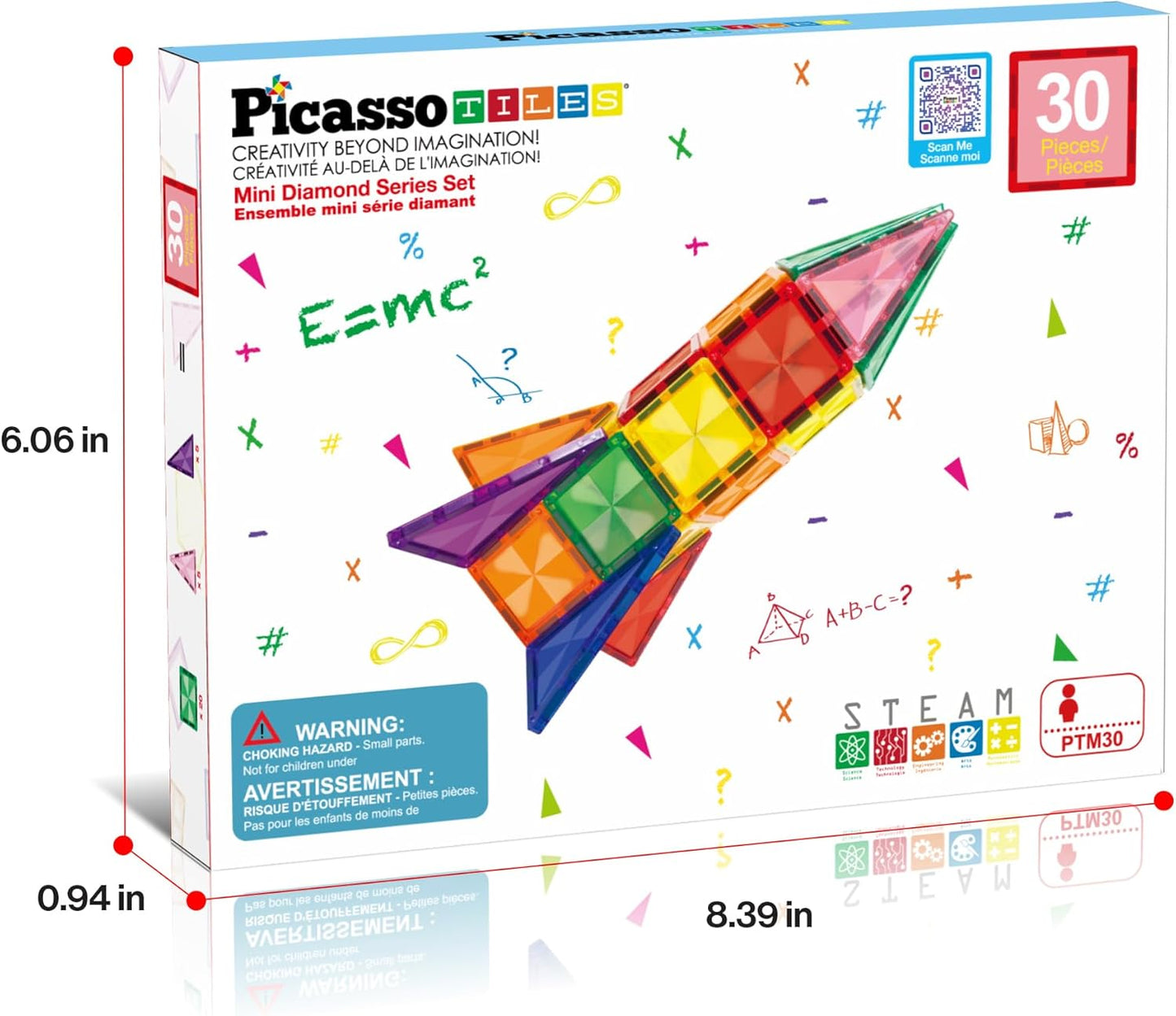 PicassoTiles 40pc Nano Mini Magnetic Tile Construction Building Blocks Travel Toy Set with Storage Case STEM Educational Fun Learning Magnet Tiles Stacking Toys for Toddlers Girls Boys Ages 3+ PN01
