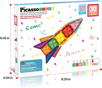 PicassoTiles 40pc Nano Mini Magnetic Tile Construction Building Blocks Travel Toy Set with Storage Case STEM Educational Fun Learning Magnet Tiles Stacking Toys for Toddlers Girls Boys Ages 3+ PN01