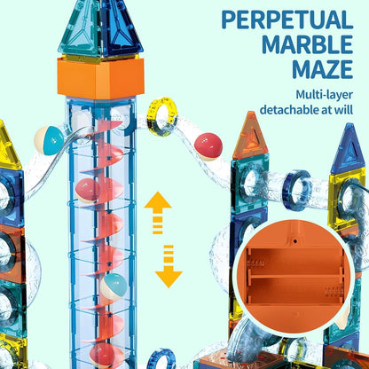 325PCS Glow in The Dark Marble Run with Motorized Elevator, STEM Building Blocks Toy Includes 113 Marbles, for Kids Ages 3+, Easter Birthday Gift for Boys and Girls