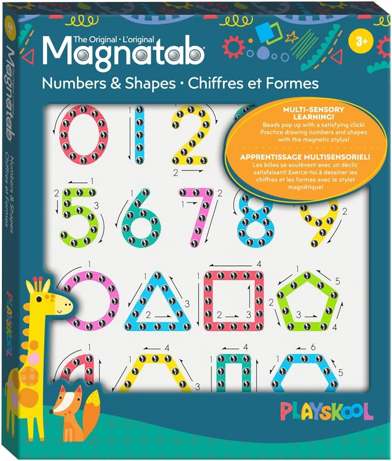Playskool Magnatab — Numbers and Shapes — Magnetic Board Toy Letter Tracing for Toddlers Learning and Sensory Drawing — for Kids Ages 3 and Up