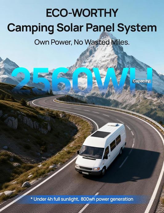 ECO WORTHY 12V 200W Solar Panel kit with Battery and Inverter for RV Off Grid:2PCS 100W Solar Panel,2PCS 12V 100Ah Lithium Battery with SOC Display,1000W Inverter,20A MPPT Controller with Bluetooth