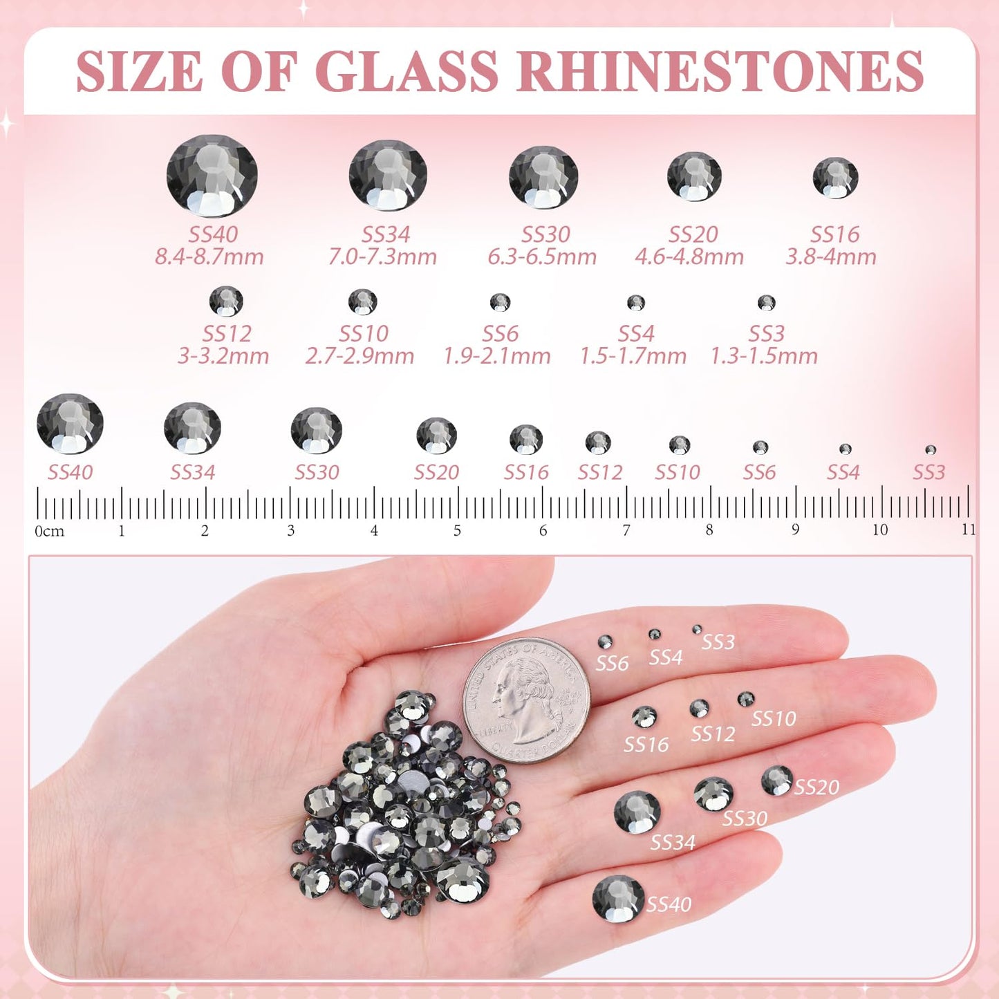 5000PCS SS6/2mm Glass Crystal Rhinestones (Clear), Bedazzling Flatback Rhinestones for Crafting DIY Crafts Nail Art Makeup Decoration, Gems Diamond Charms for Tumbler Shoes Clothing Mug