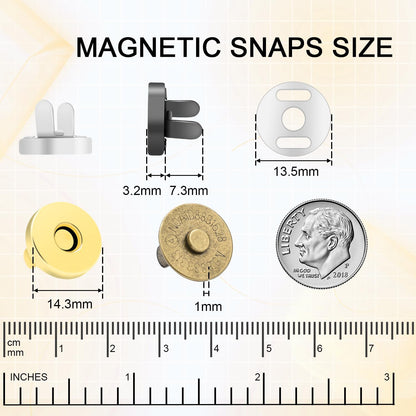 CooBigo 24Sets Magnetic Snaps for Purse Closures 18mm Magnetic Fastener Replacement Kit Magnetic Snaps for Purses and Totes Clothing Bag DIY Craft (Silver)