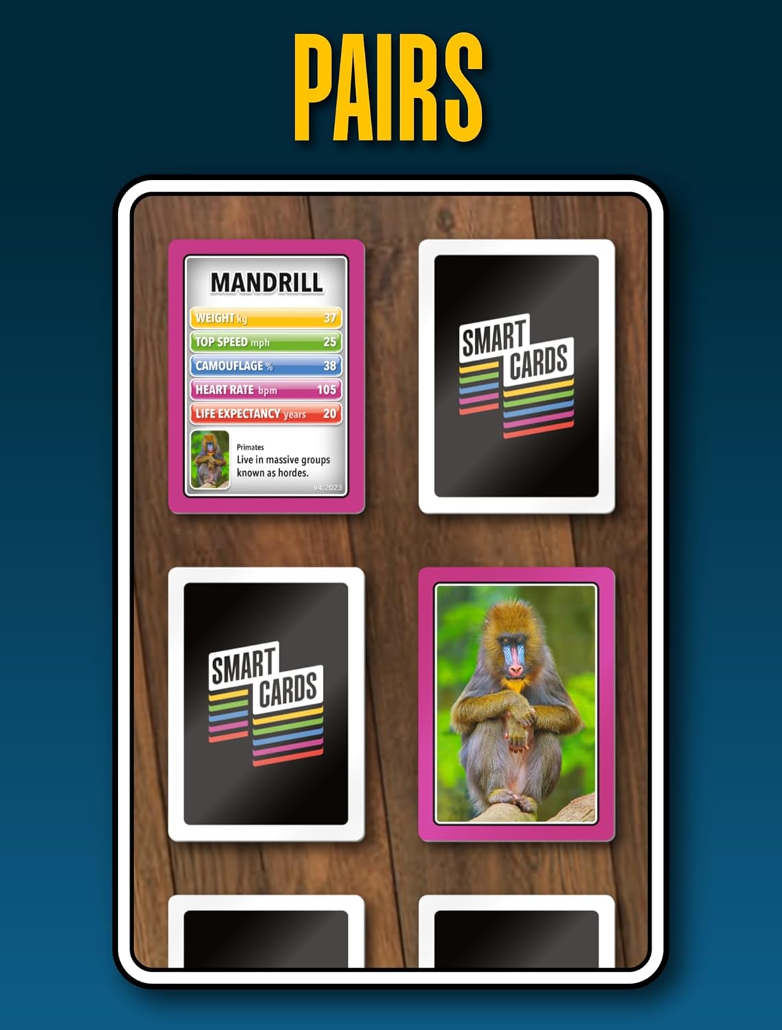 SMART CARDS DINOSAURS Card Game - Matching Pairs, Snap, Trumps, Rummy, Happy Families (7 Games To Play) | Travel Game, Gift, Stocking Stuffer | for Adults, Kids, Boys, Girls | Age 5+, 1-8 Players