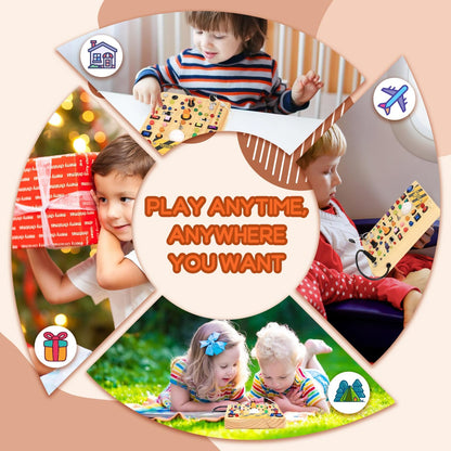 25 in 1 Busy Board with 13 LED Light Switches and 12 Activity, Montessori Toys for 1 2 3 Years Old, Wooden Sensory Board, Toddlers Travel Toys for 1+ Year Old Boy & Girl Birthday Gift（Extra-Large）