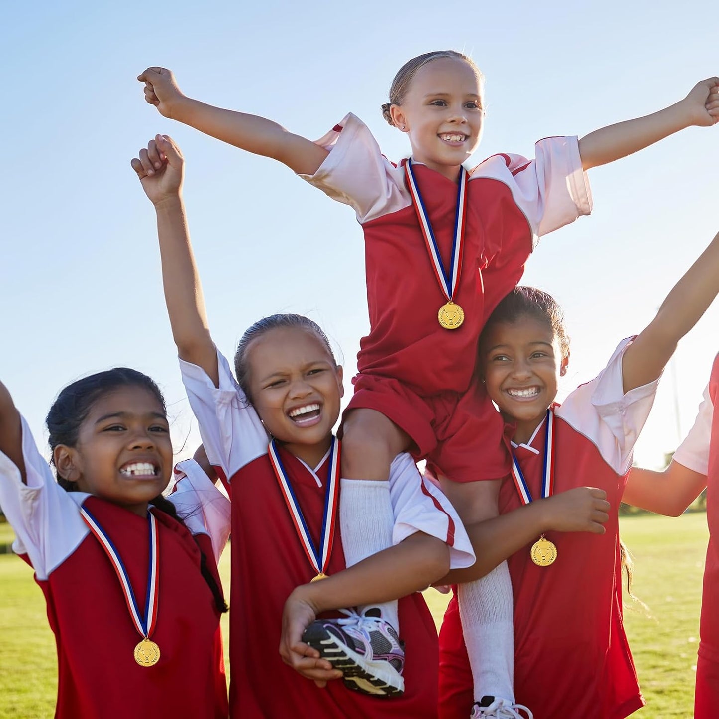 Caydo Gold Medals for Kids, Plastic Medals for Awards Winner Award Medals for Children's Game Prizes, School Sports Games, Competitions, Family Gatherings(24PCS/100PCS)