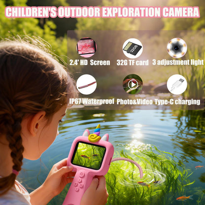 Borescope Camera with Light for Kids - STEM Science Educational Toy for 4-10 12Years Old, Educational Boys Girls Birthday Gift, Snake Scope Camera for Outdoor Camping Nature Exploration (Green)