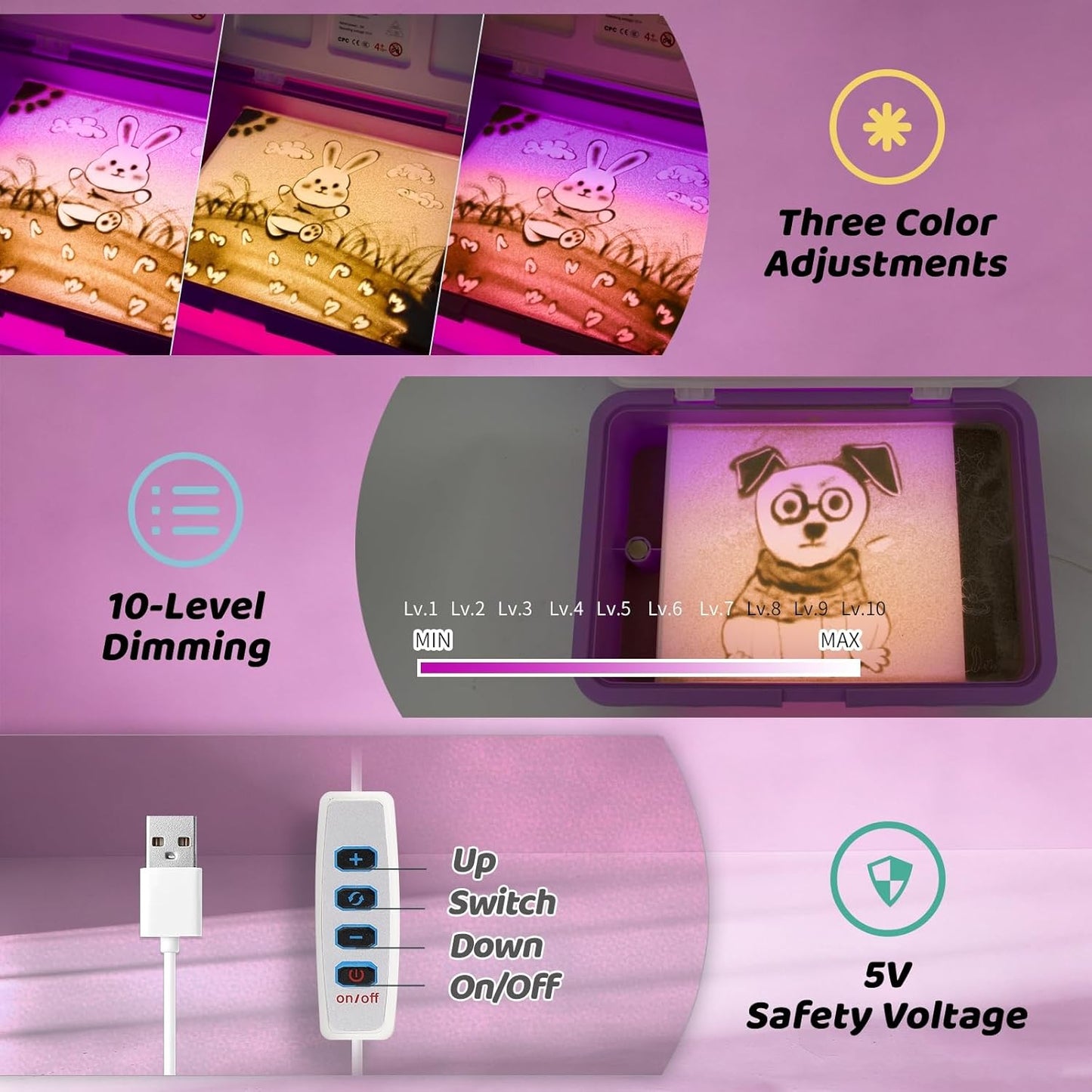 ColorWeaveArt Play Sand Art Box Toys Luminous Sand Painting Gifts for Girls Ages 4, 5, 6, 7, 8, 9,10,11,12 +Year Old, 4-12 Years Old Birthday Toy Gift for Girls Boys Party Sensory Bins