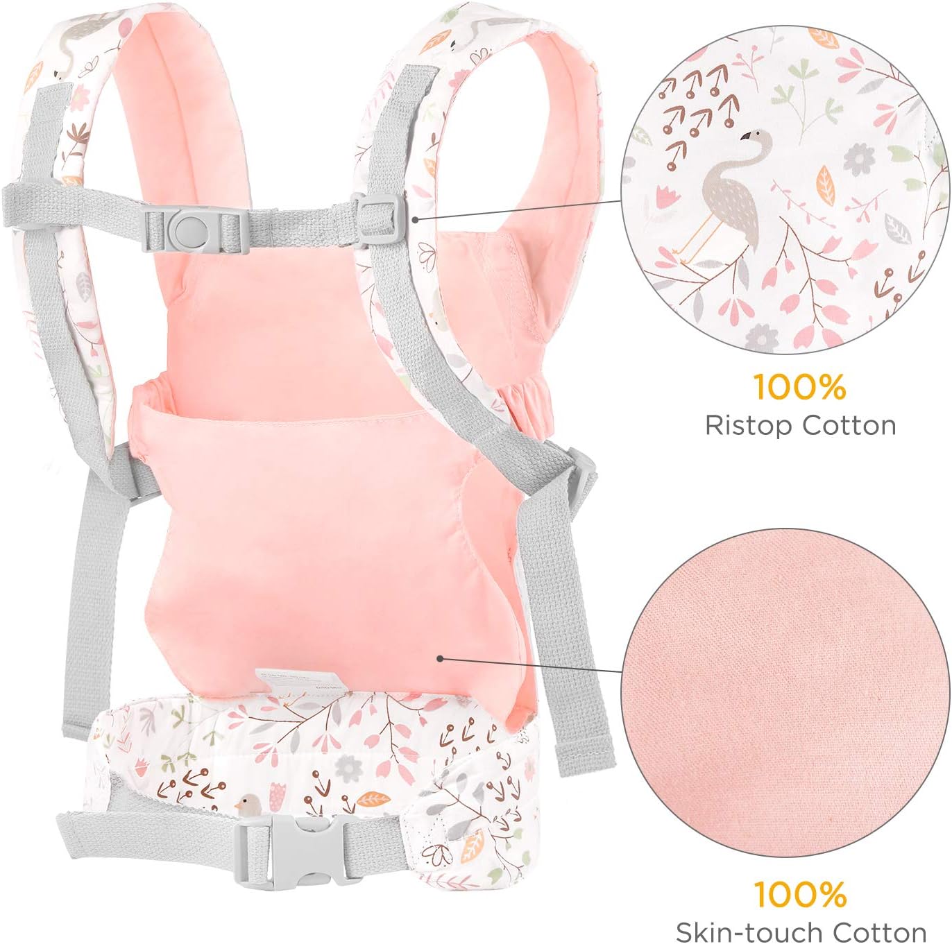 GAGAKU Doll Carrier for Kids, Toy Baby Doll Carrier, Reborn Dolls Carrier Toy Baby Sling with Adjustable Straps, Baby Doll Accessories - Green - Camellia