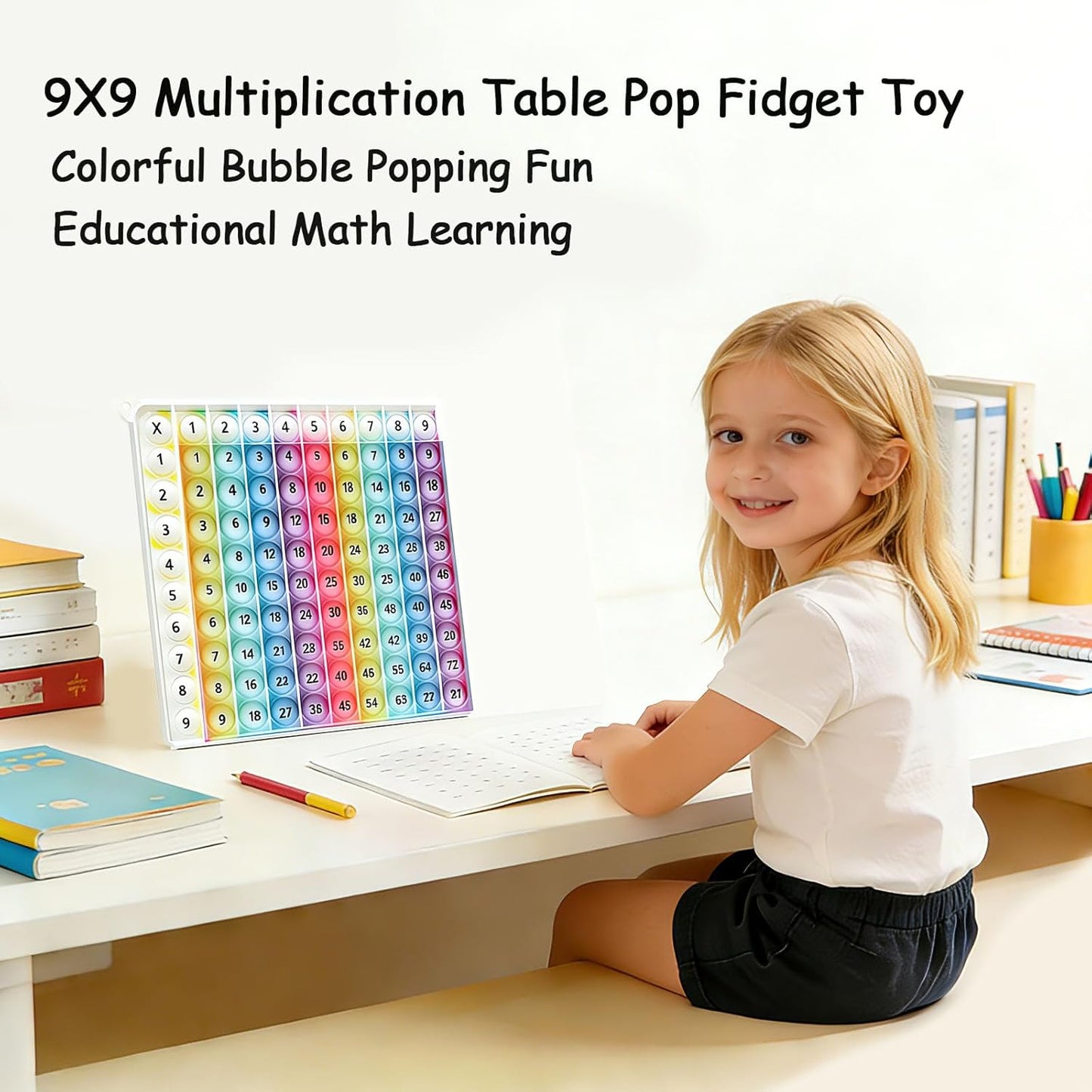 Rainbow Multiplication Table Game Learning Board, 9x9 Educational mathSTEM Sensory Math Toy, Classroom & Homeschool Learning Game, Multiplication Flash Cards Table Chart for Kids