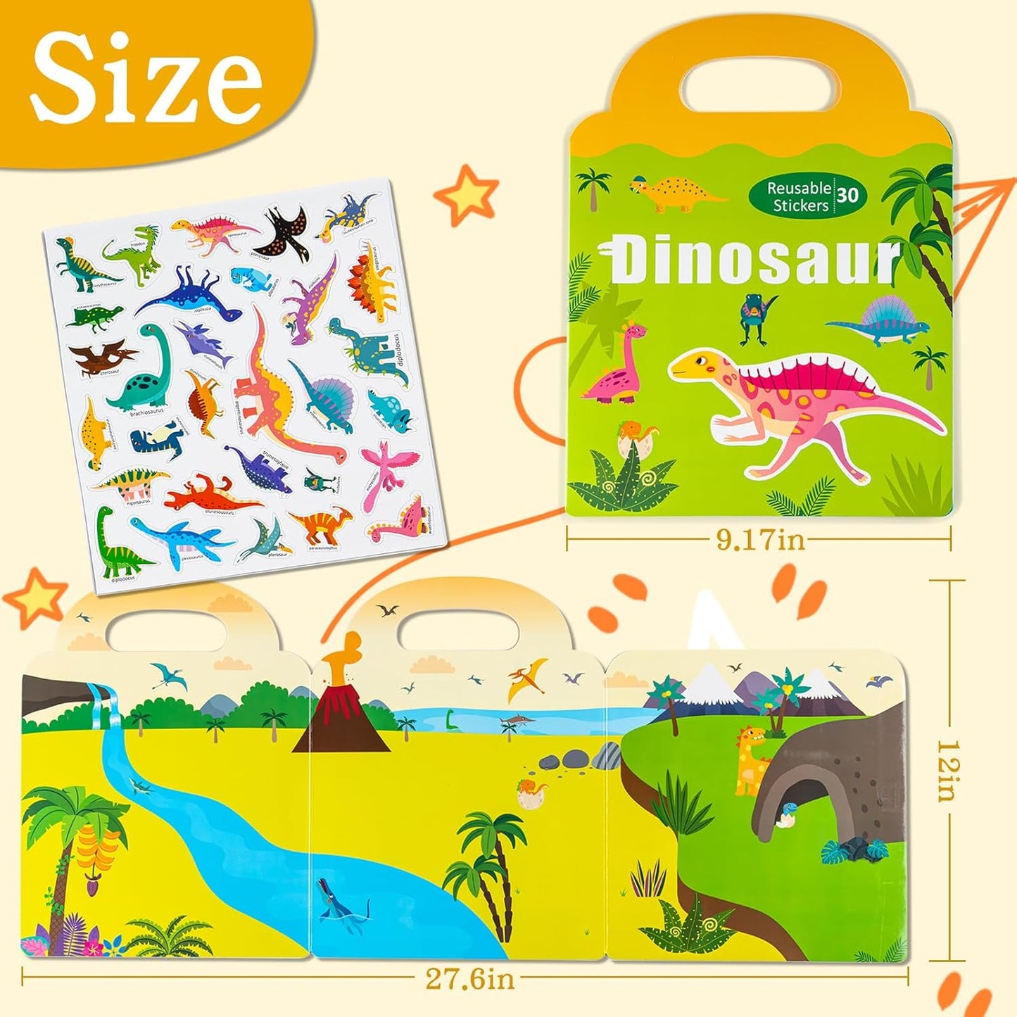 Magnetic Playset Portable Playboard, Cute Farmhouse Animal Reusable Magnets Sticker Books for Toddlers 3-5 Years, 34 PCS Refrigerator Magnets for Kids Girls Boys Perfect Preschool Learning Travel Toy