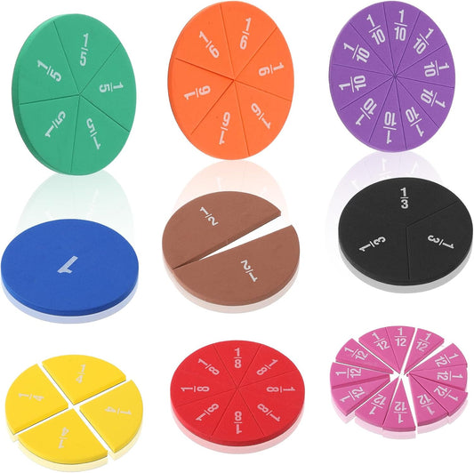 51 pcs Magnetic Fraction Tiles Circles, Fraction Tiles Playbook Math Manipulatives Kit for Classroom and Homeschool Educational