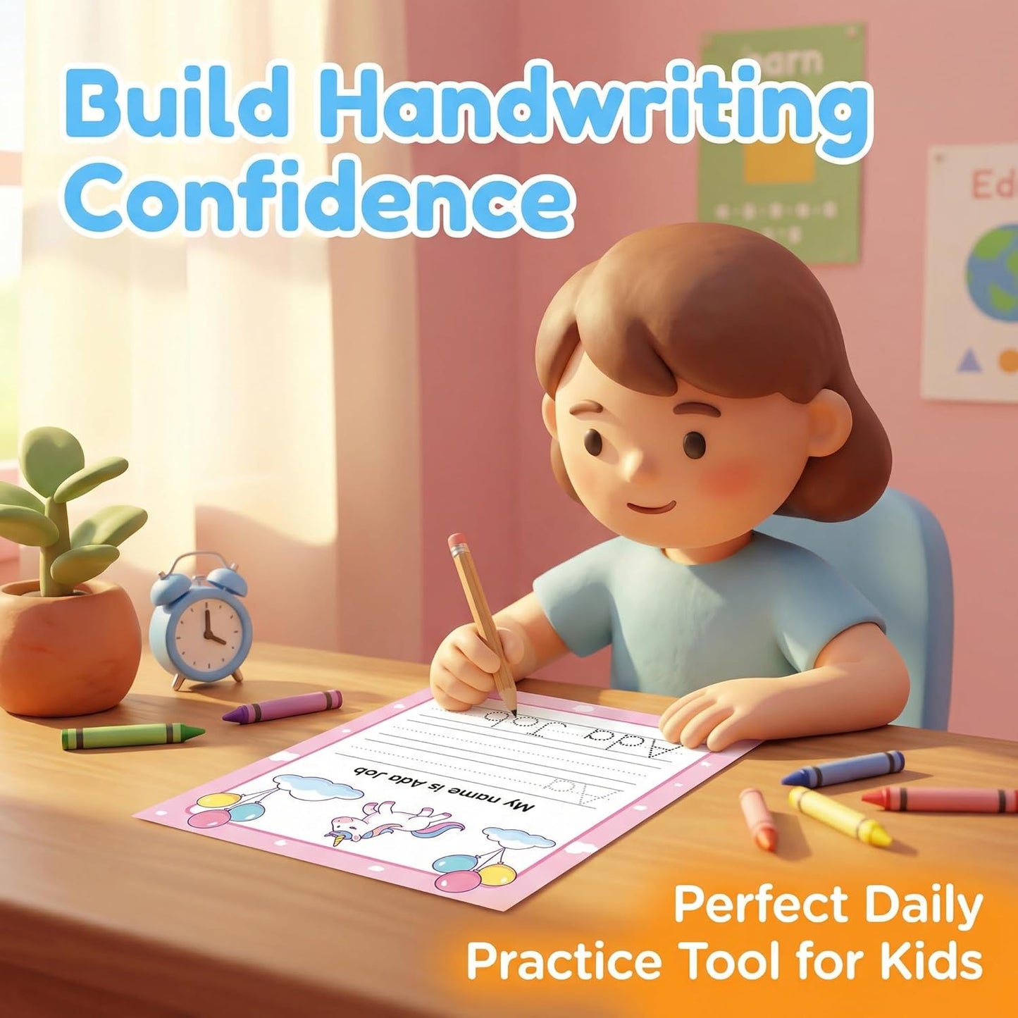 Personalized Name Tracing Worksheet for Kids – Custom Handwriting Practice Paper, Letter Tracing Sheet for Preschool & Kindergarten Learning Gift, Reusable Dry-Erase Board Option Available
