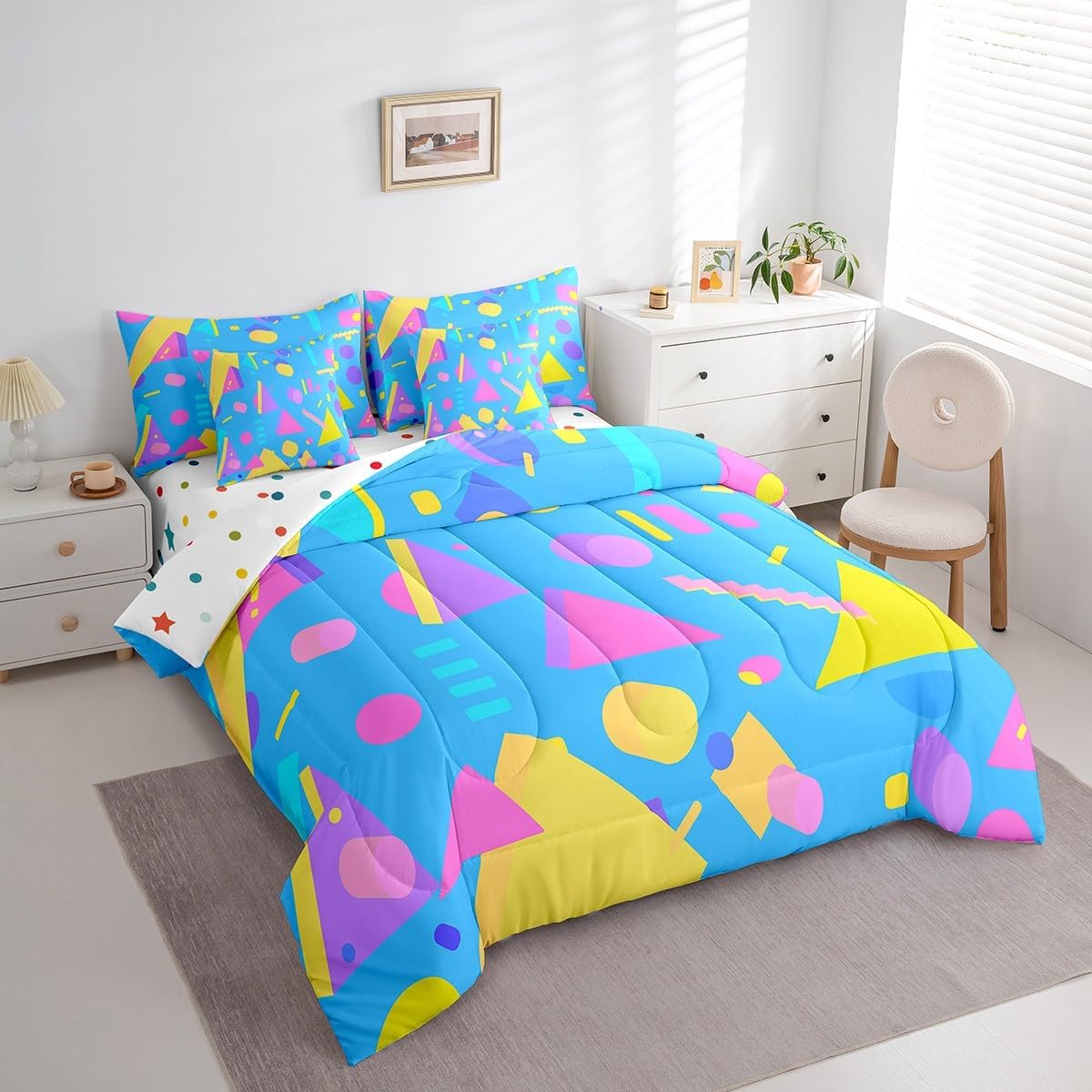 Erosebridal Chemical Equation Bed in a Bag Queen Comforter Set 7 Piece,Chemistry Bedding Sets Science Students Learning Gift Sheet Set with Comforter,Molecular Formula Education Bed Set - Colors B